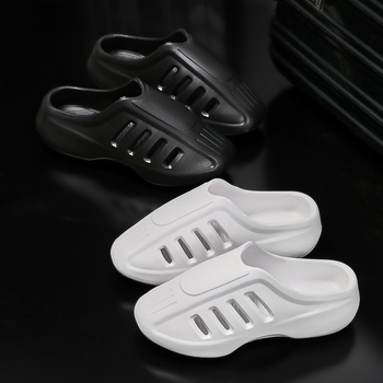 Pantofi Slip-On pentru bărbați, talpă groasă, vârf perforat, seria Shark, partea superioară EVA, talpă EVA, talpă turnată prin injecție, stil de plajă
