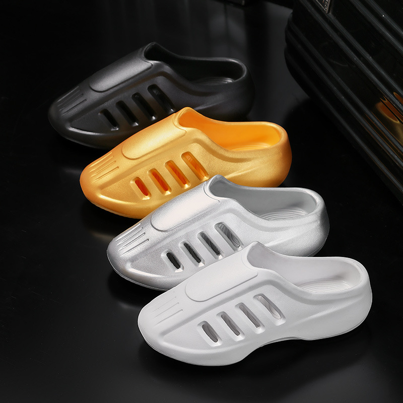 Pantofi Slip-On pentru bărbați, talpă groasă, vârf perforat, seria Shark, partea superioară EVA, talpă EVA, talpă turnată prin injecție, stil de plajă