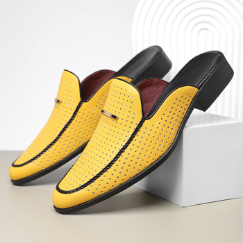 Muške sandale s zatvorenim prstima, prozračnog dizajna, bez pete, slip-on, ljeto 2025, PU gornji dio, plastični potplat, za odrasle