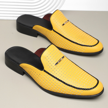 Muške sandale s zatvorenim prstima, prozračnog dizajna, bez pete, slip-on, ljeto 2025, PU gornji dio, plastični potplat, za odrasle