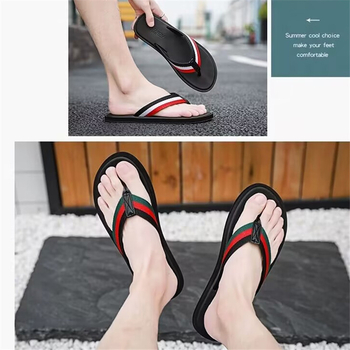 Lu Lanson Flip-flops bărbați — partea superioară din denim, talpă EVA, papuci de plajă cu deget deschis, primăvara 2024