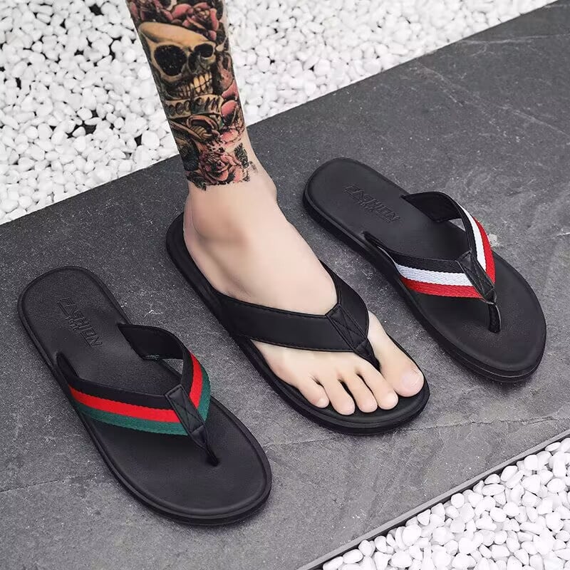 Lu Lanson Flip-flops bărbați — partea superioară din denim, talpă EVA, papuci de plajă cu deget deschis, primăvara 2024