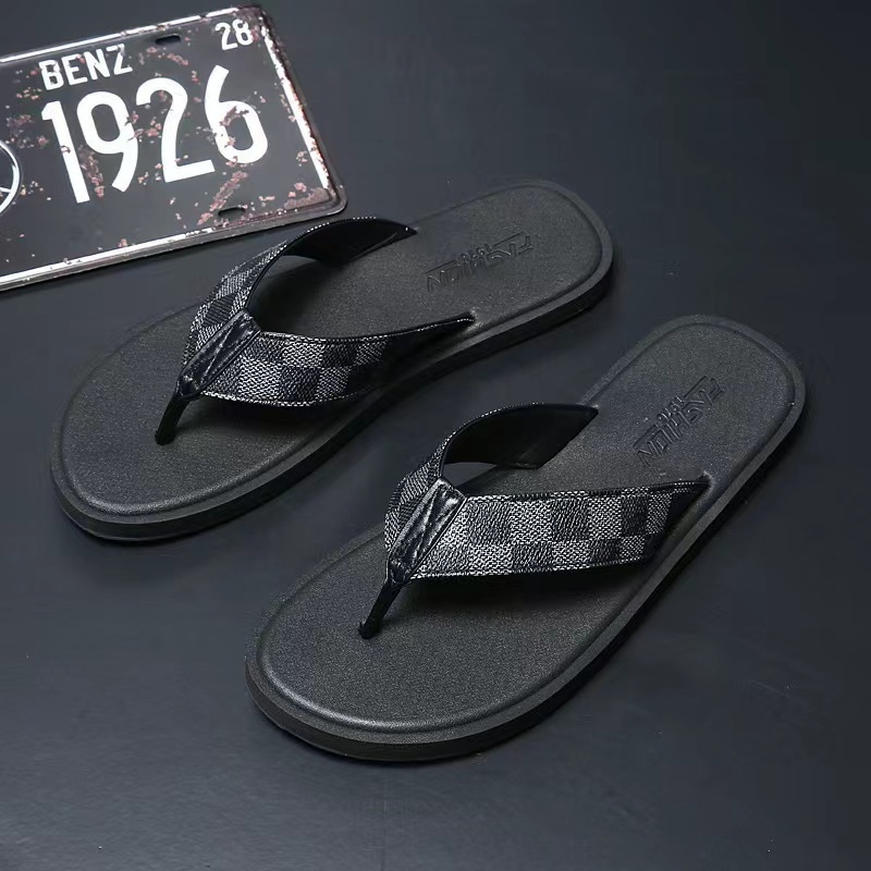 Lu Lanson Flip-flops bărbați — partea superioară din denim, talpă EVA, papuci de plajă cu deget deschis, primăvara 2024