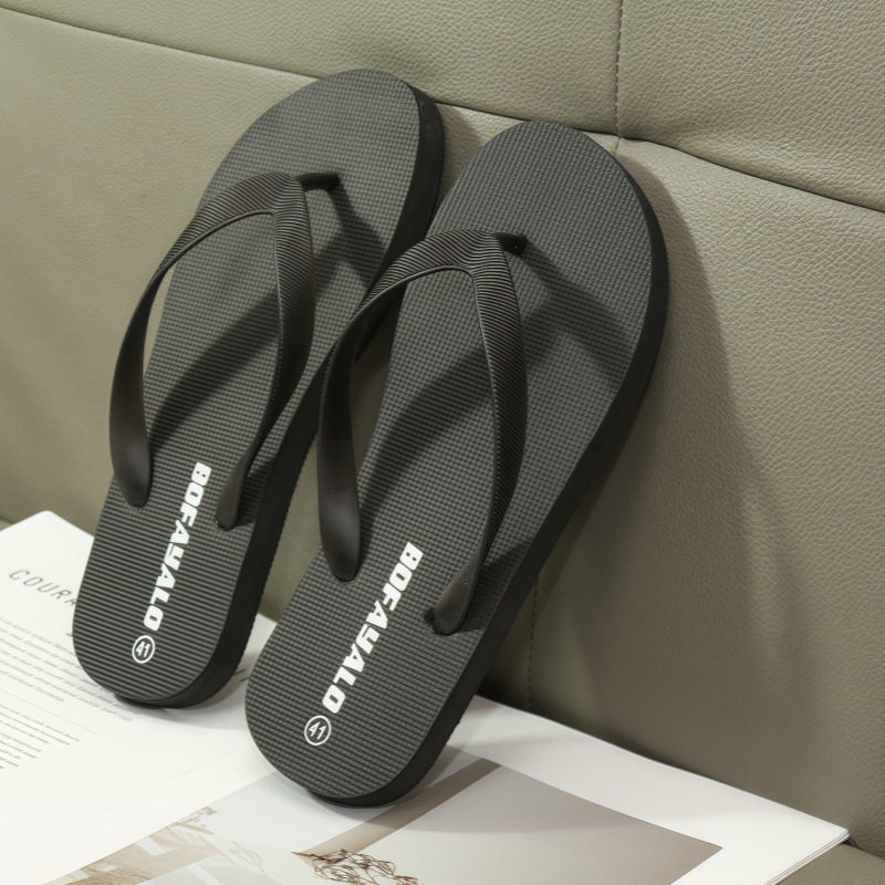 Papuci flip-flop pentru bărbați, versiune coreeană, stil plat; partea superioară PVC; talpă din cauciuc; talpă injectată prin injecție