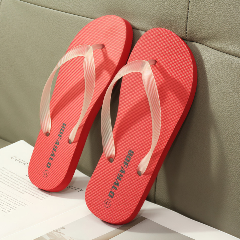 Papuci flip-flop pentru bărbați, versiune coreeană, stil plat; partea superioară PVC; talpă din cauciuc; talpă injectată prin injecție