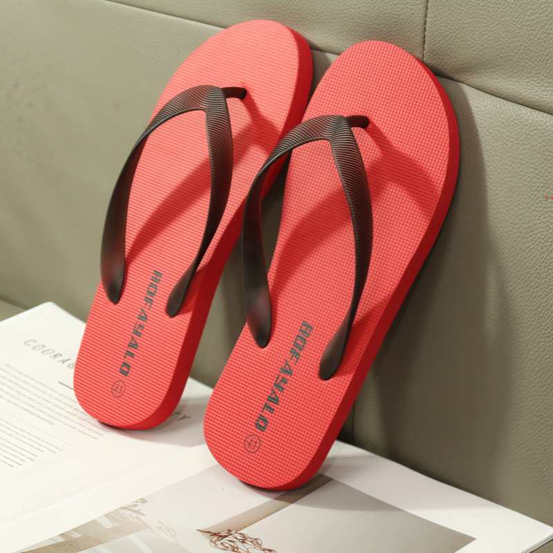 Papuci flip-flop pentru bărbați, versiune coreeană, stil plat; partea superioară PVC; talpă din cauciuc; talpă injectată prin injecție