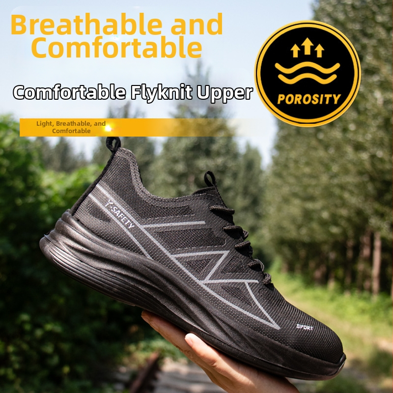 Darba drošības apavi ar pret sitienu un perforācijas aizsardzību, viegli, elpojoši, pretslīdoši un izturīgi, materiāls: lidot tīkla materiāls