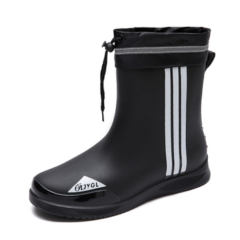 Мъжки ботуши за дъжд до средата на пищяла, PVC горна част, антихлъзгащи и износоустойчиви, цветово съчетан дизайн, инжекционно формована конструкция