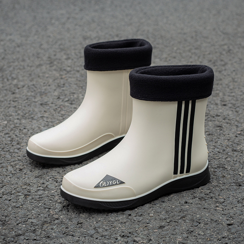 Мъжки ботуши за дъжд до средата на пищяла, PVC горна част, антихлъзгащи и износоустойчиви, цветово съчетан дизайн, инжекционно формована конструкция