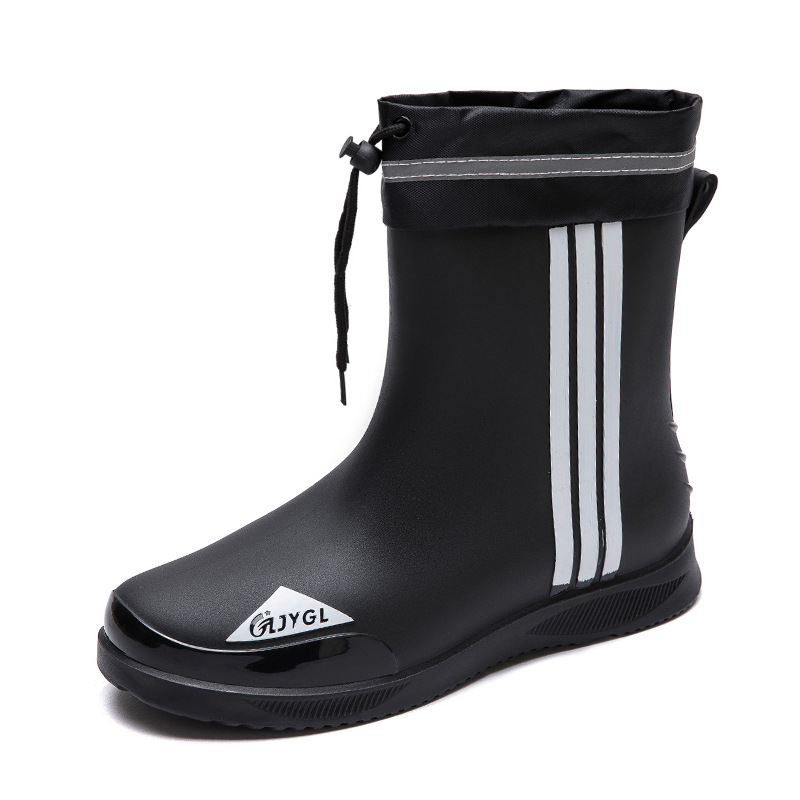 Мъжки ботуши за дъжд до средата на пищяла, PVC горна част, антихлъзгащи и износоустойчиви, цветово съчетан дизайн, инжекционно формована конструкция