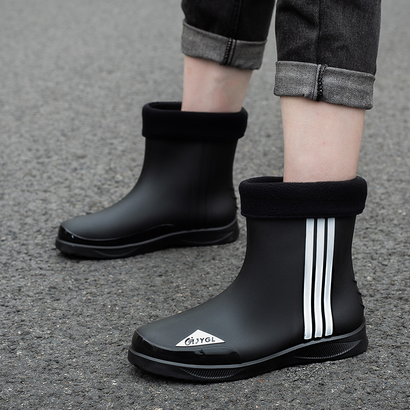 Мъжки ботуши за дъжд до средата на пищяла, PVC горна част, антихлъзгащи и износоустойчиви, цветово съчетан дизайн, инжекционно формована конструкция