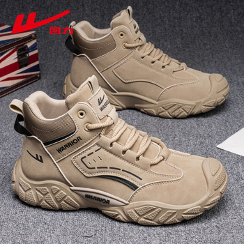 Meeste kõrged matkasaapad, ülaosa tekstiil, kinnitatav nööridega, PVC-injektsioonitald, ümmargune varvas, sobivad vabaaegseks ja matkamiseks