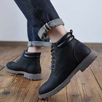 Meeste Martin saapad – pealne PU, tald kumm, vooder flanell, sisetald EVA, madal konts (1–3 cm)