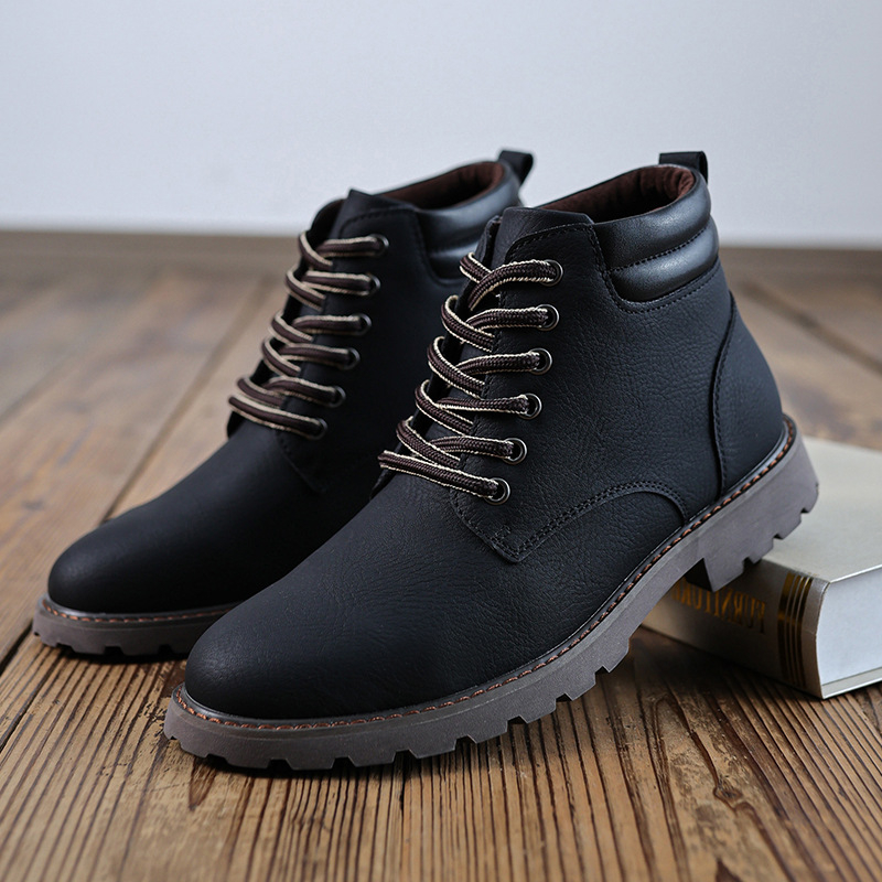 Ανδρικά μποτάκια Martin – PU επάνω, σόλα από καουτσούκ, επένδυση φλανέλ, πάτος EVA, χαμηλό ύψος φτέρνας (1–3 εκ.)