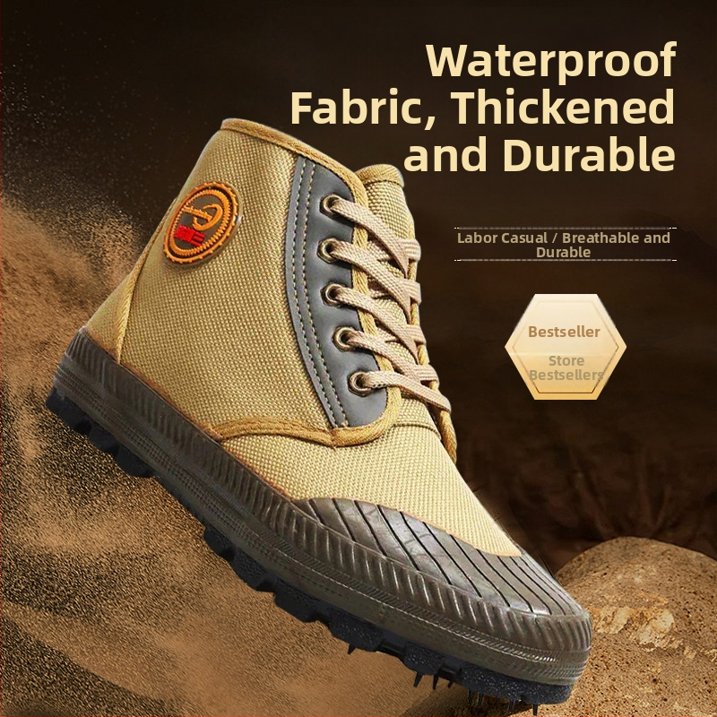 Unisex augstās darba kurpes, virsma no kokvilnas, tekstila iekšējā odere, injekcijas veidota zole, 3-5 cm paplāksne