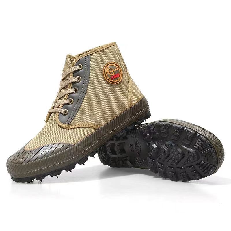 Унисекс високи работни обувки, памучна горна част, текстилна стелка, инжекционно формирана подметка, клин 3-5 см