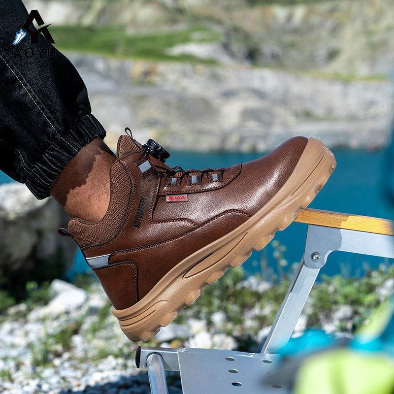 Muške sigurnosne radne cipele - lagane, visoki gornji dio, čelični prst, otporne na probijanje i udarce, koža od mikrovlakana