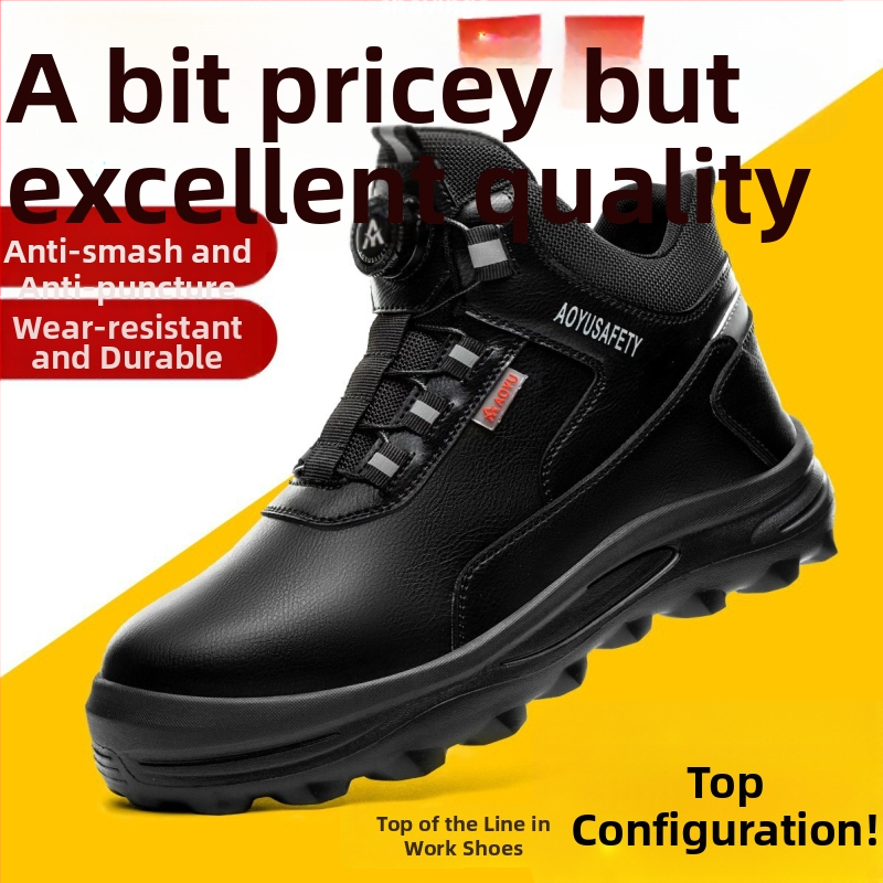 Vyrų saugos darbo batai - lengvi, aukštas viršus, plieninis pirštas, atsparūs perforacijai ir smūgiams, mikropluošto oda
