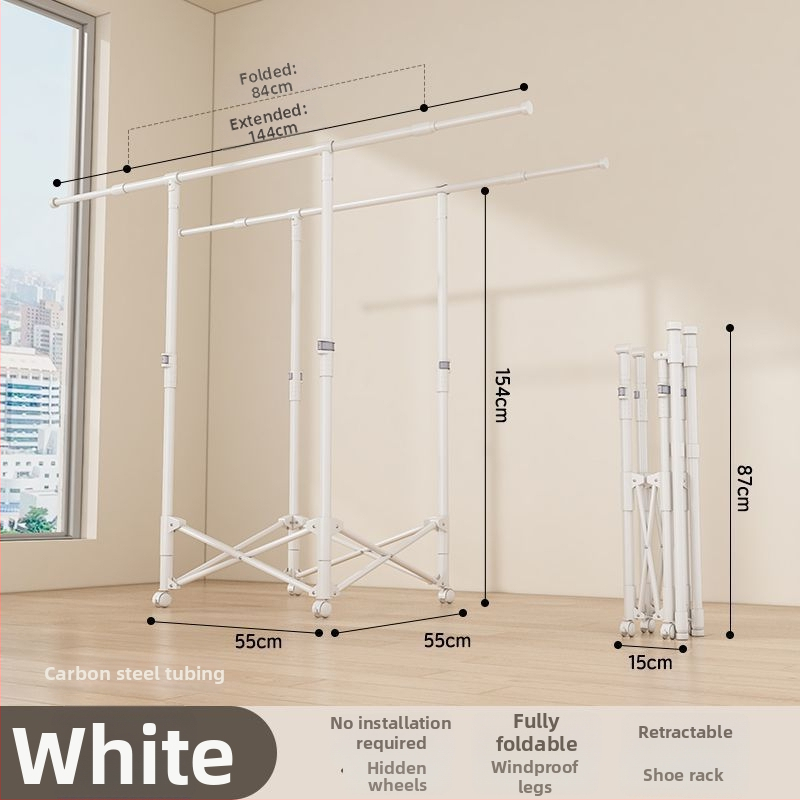 Grīdas sztāvs drēbju žāvēšanai, teleskopisks, pārvietojams un saliekams, nerūsējošā tēraudā, piemērots balkoniem, mājām vai studentu mājām, modelis 7845756785