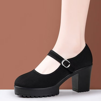 Γυναικεία παπούτσια για καθημερινή χρήση με χοντρή σόλα και chunky τακούνι, άνω μέρος συνθετικό δέρμα, σόλα PU, ύψος τακουνιού 3–5 cm, κούμπωμα με ένα κουμπί