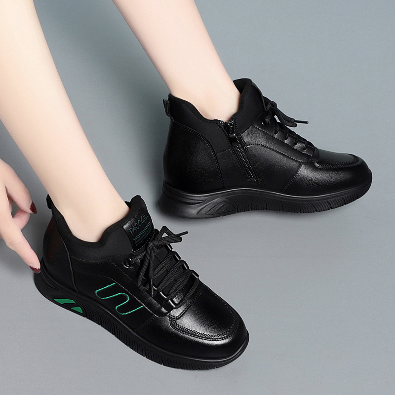 Μαμά casual χειμωνιάτικα γυναικεία παπούτσια με μαλακή σόλα, επένδυση φλίς, πλευρικός φερμουάρ, άνω μέρος από μικροϊνες, εσωτερική σόλα από συνθετική γούνα