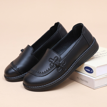 Γυναικεία Παπούτσια Vintage με Στρογγυλή Μύτη, Άνω μέρος Split Δέρμα, Σόλα Πολυουρεθάνη, Χαμηλό Τακούνι 1–3 cm, Αερισμένα, Αντιολισθητικά