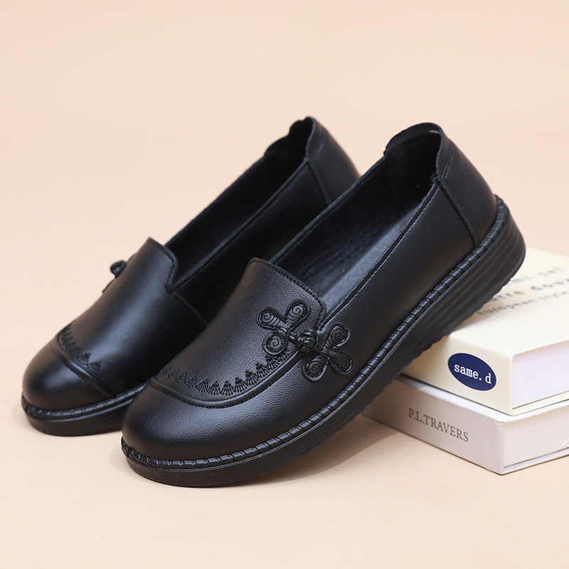 Γυναικεία Παπούτσια Vintage με Στρογγυλή Μύτη, Άνω μέρος Split Δέρμα, Σόλα Πολυουρεθάνη, Χαμηλό Τακούνι 1–3 cm, Αερισμένα, Αντιολισθητικά