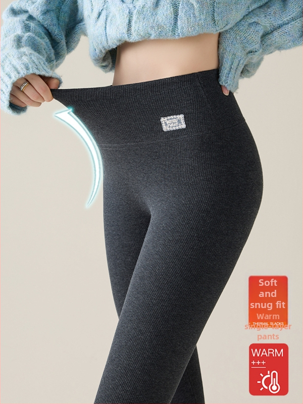 Medvilniniai žieminiai leginsai su fliso viduje, aukštos liemens formavimui, super stora, šilta