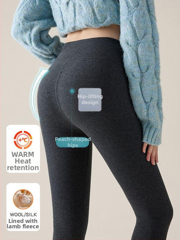 Medvilniniai žieminiai leginsai su fliso viduje, aukštos liemens formavimui, super stora, šilta