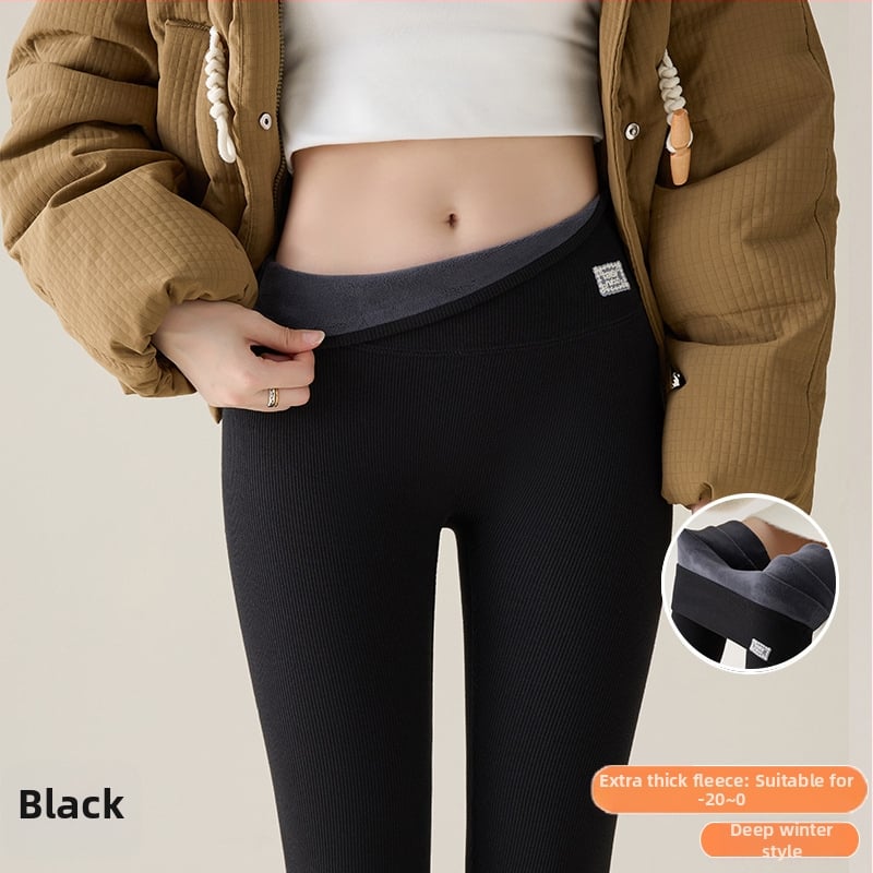 Medvilniniai žieminiai leginsai su fliso viduje, aukštos liemens formavimui, super stora, šilta