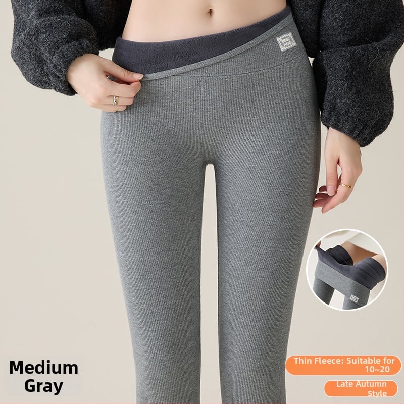 Medvilniniai žieminiai leginsai su fliso viduje, aukštos liemens formavimui, super stora, šilta