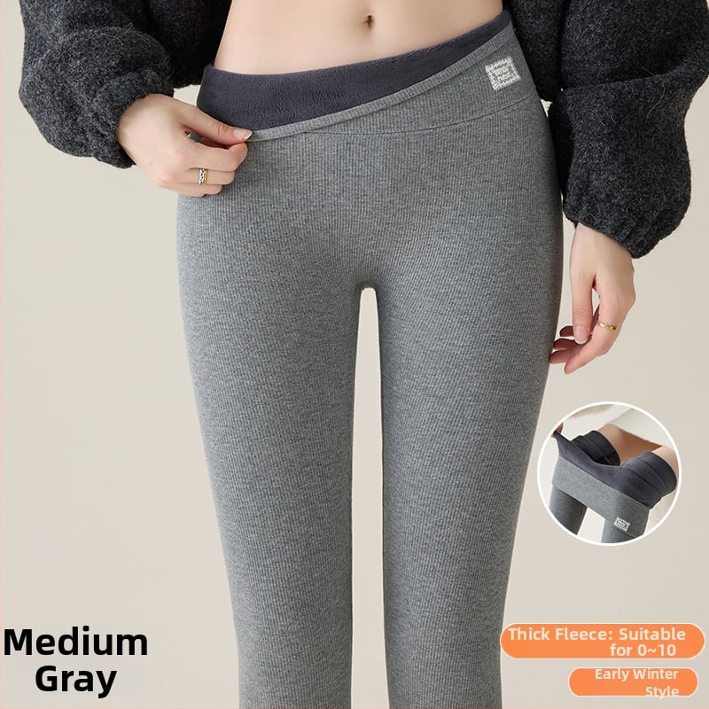 Medvilniniai žieminiai leginsai su fliso viduje, aukštos liemens formavimui, super stora, šilta