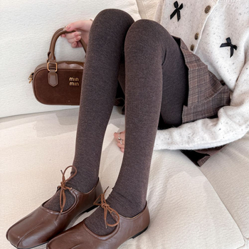 Ženské hrubé bavlnené legíny s vertikálnym vzorom dračie pazúry, priedušné a teplé, štýl pantyhose