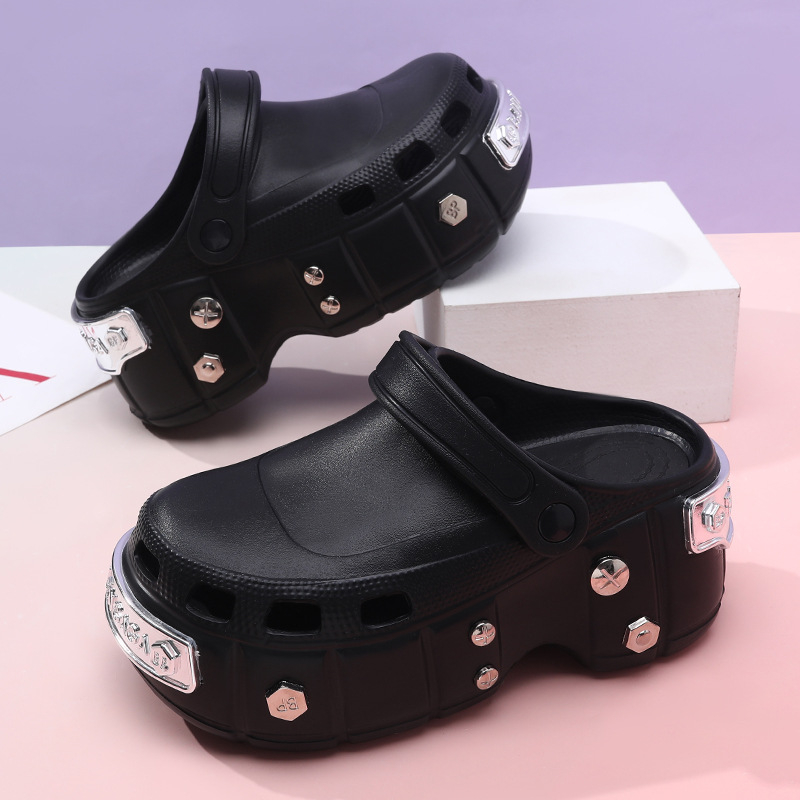 Papuci EVA Crocs pentru femei, design respirabil perforat, talpă antiderapantă, turnare monobloc, grosime talpă 3 cm+