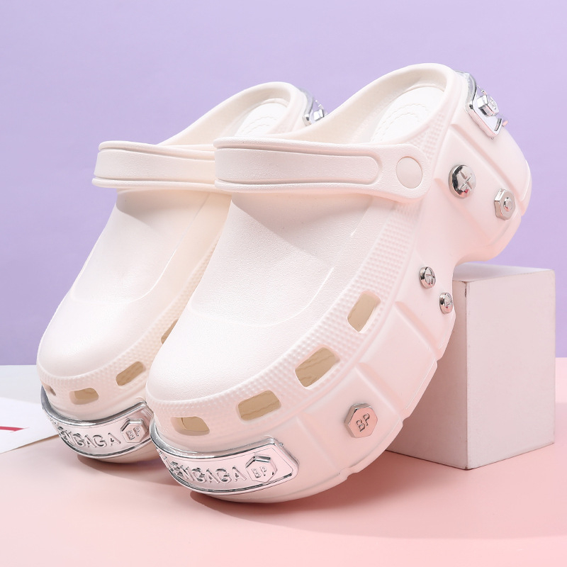 Papuci EVA Crocs pentru femei, design respirabil perforat, talpă antiderapantă, turnare monobloc, grosime talpă 3 cm+