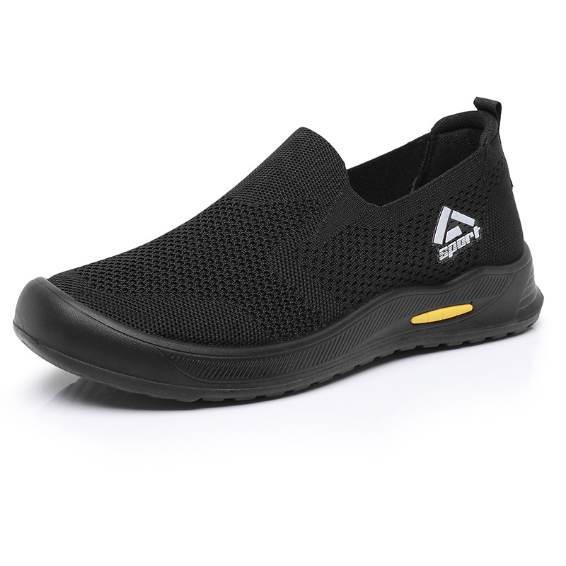 Férfi slip-on sétacipő, lélegző textil felsőrés, injektált poliuretán talp, kerek orr, alacsony boka