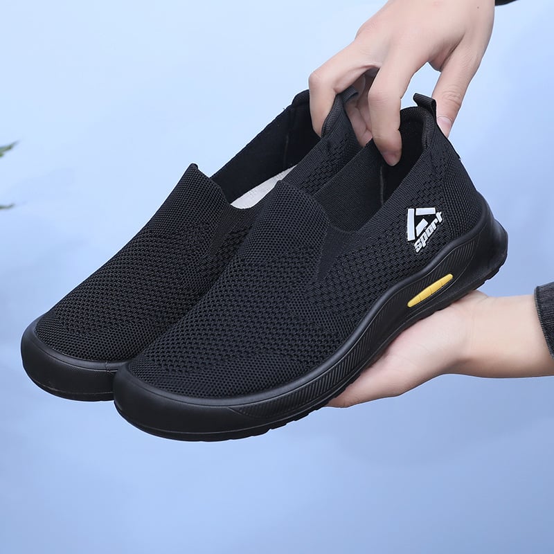 Férfi slip-on sétacipő, lélegző textil felsőrés, injektált poliuretán talp, kerek orr, alacsony boka