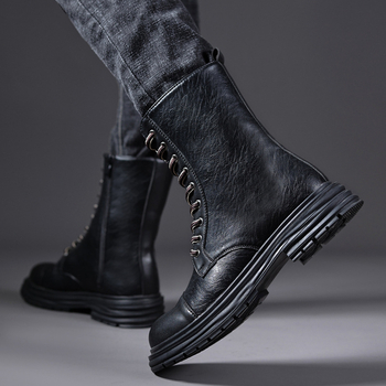 Μάρτιν μποτάκια - PU επάνω μέρος, καουτσούκ σόλα, πλαϊνό φερμουάρ, ύψος τακουνιού 3–5 εκ, ψηλός σωλήνας