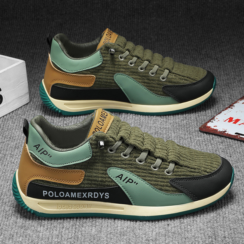 Pantofi sport casual bărbați Corduroy, pentru exterior și alergare – respirabili, ușori, partea superioară PU, talpă injectată, brană EVA