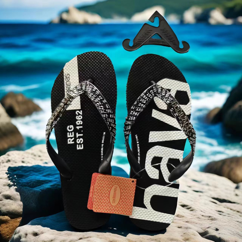 Férfi flip-flop papucs, gumírozott felső rész, PVC talp, injection-molded talp, Leisure stílus