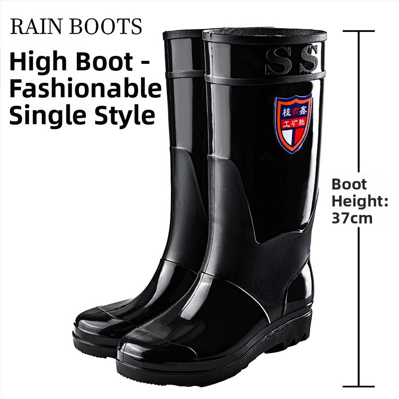 Vīriešu augstās lietus zābaki - ūdensnecaurlaidīgi, pretslīdēšana, visu sezonu, ar režģa odere, zole ar injekcijas spiediena tehnoloģiju