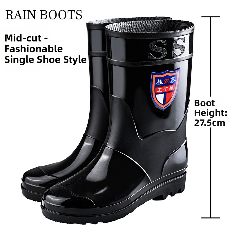 Vīriešu augstās lietus zābaki - ūdensnecaurlaidīgi, pretslīdēšana, visu sezonu, ar režģa odere, zole ar injekcijas spiediena tehnoloģiju