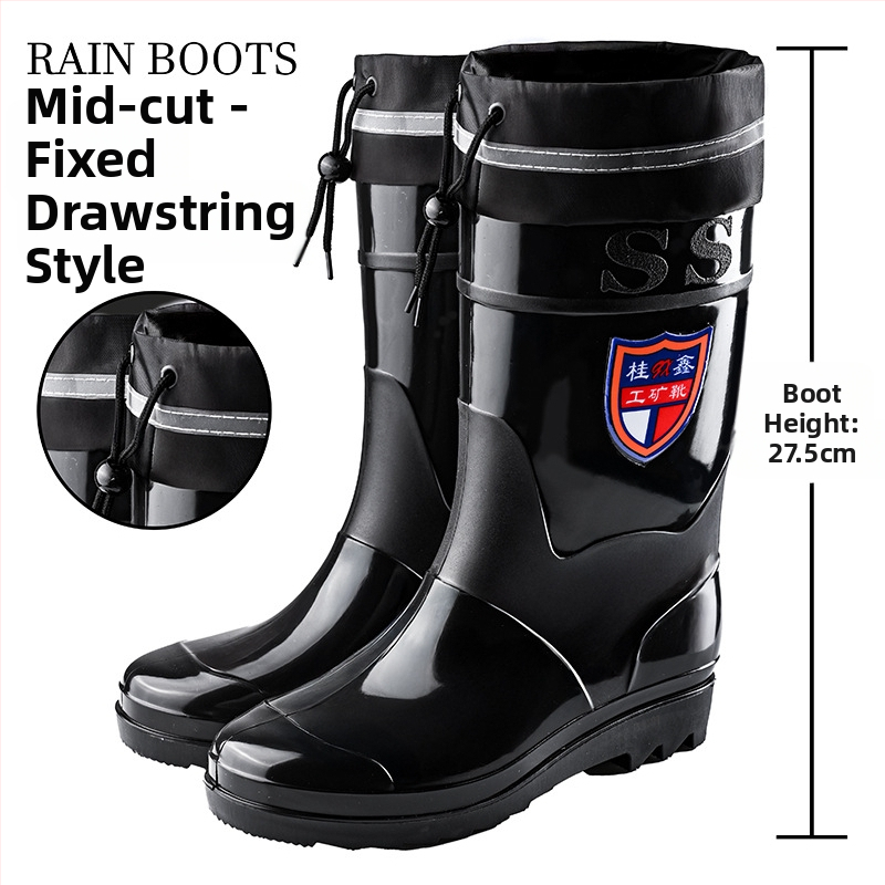 Vīriešu augstās lietus zābaki - ūdensnecaurlaidīgi, pretslīdēšana, visu sezonu, ar režģa odere, zole ar injekcijas spiediena tehnoloģiju