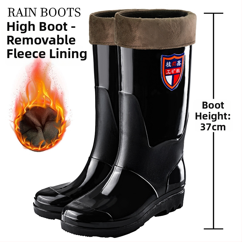 Vīriešu augstās lietus zābaki - ūdensnecaurlaidīgi, pretslīdēšana, visu sezonu, ar režģa odere, zole ar injekcijas spiediena tehnoloģiju