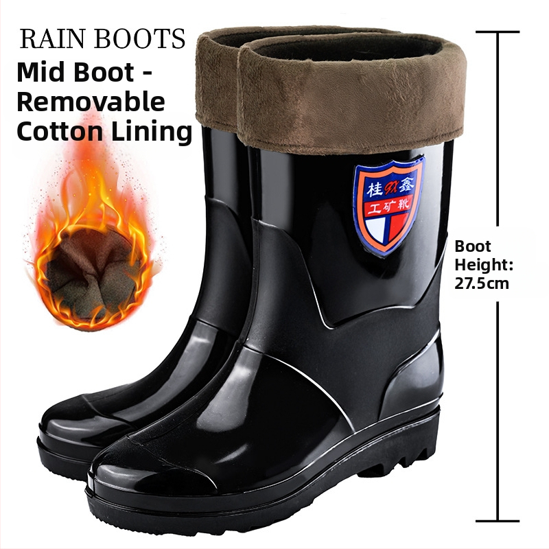 Vīriešu augstās lietus zābaki - ūdensnecaurlaidīgi, pretslīdēšana, visu sezonu, ar režģa odere, zole ar injekcijas spiediena tehnoloģiju