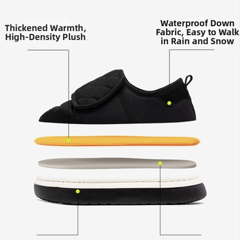 Papuci de exterior pentru bărbați din bumbac, talpă EVA groasă impermeabilă, căptușiți cu fleece, calzi pentru toamnă și iarnă