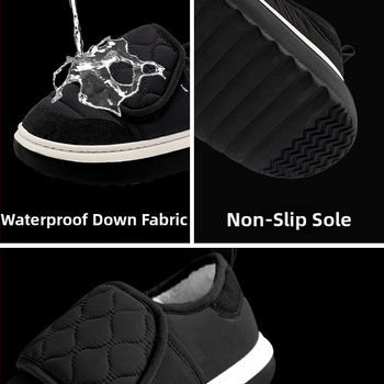 Papuci de exterior pentru bărbați din bumbac, talpă EVA groasă impermeabilă, căptușiți cu fleece, calzi pentru toamnă și iarnă