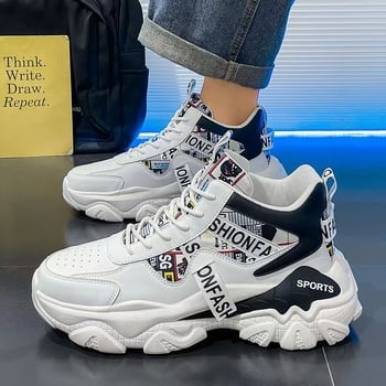 Pantofi sport casual pentru bărbați, cu partea superioară PU, căptușeală din plasă, talpă din cauciuc, vârf rotund și toc mic 1–3 cm