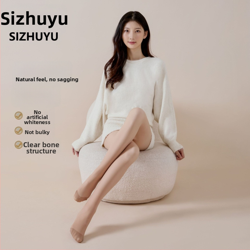 Nylonové pančuchy s odnímateľnými gombíkmi, efekt nahých nô, dvojvrstvová fleecová vnútorná vrstva, teplé