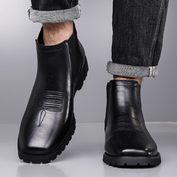 Мъжки Челси обувки с остър нос – висока горна част, PU горна част, PU подплата, гумена подметка